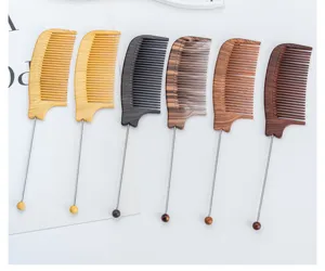 Multi-color wood grain tail comb set, salon fine tooth highlighting perm comb for hair styling