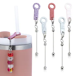 DIY Colgante de Pajita de Cuentas Acrílicas para Accesorios de Taza Purpurina