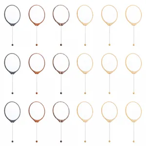 Specchio per Trucco Portatile a Mano Ovale Effetto Legno Specchio Cosmetico Con Manico di Perle Specchio da Tavolo