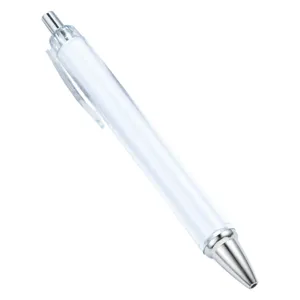 Penna a sfera in plastica trasparente DIY con clip argentata per inserimento carta.