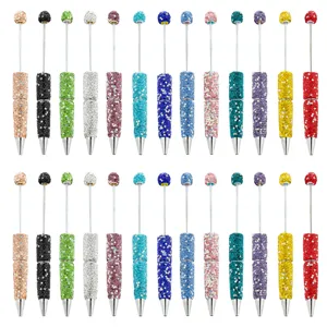 Creatieve DIY Strass Kralen Balpen Handgemaakte Meerdere Kleuren Plastic Kraal Pen Roterende Kraal Kantoor School Schrijfpen