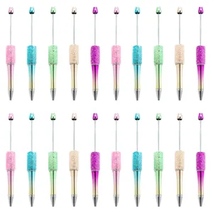 Creative DIY Beadable Ballpoint Pen Starry Rhinestone Metal Pen Sugar Bead Design Office School Writing Stationery Gift
