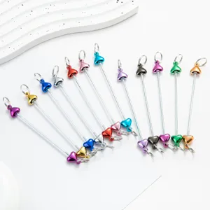 Colorful heart beading rods metal DIY keychain accessories for handmade crafts charms