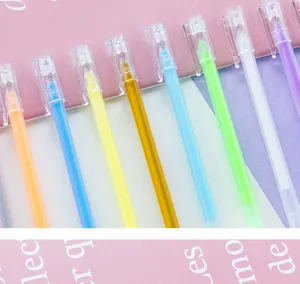 Set de bolígrafos de gel pastel resaltador colorido papelería estética para estudiantes álbum.