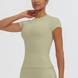 Women's slim fit short sleeve sports t-shirt for fitness, yoga, running and outdoor workouts.