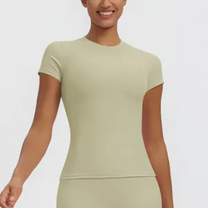 Women short sleeve sports t-shirt slim fit fitness running yoga top breathable activewear
