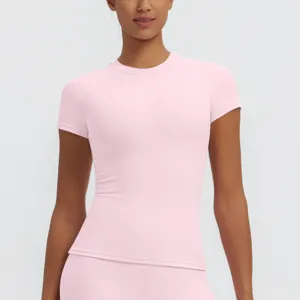 Women's slim fit short sleeve t-shirt quick dry top for yoga, running, fitness and gym sports.
