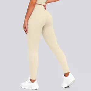 High-waisted nude-feeling seamless yoga pants, high elasticity butt-lifting workout leggings.