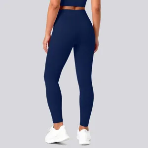 High waist seamless yoga leggings for women gym fitness running workout athletic pants blue