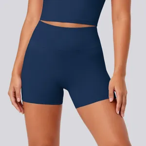 High waist seamless yoga shorts and crop top set for women athletic running fitness workout wear.