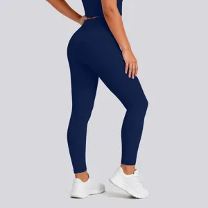 High waist seamless yoga pants detail showing stretchy fabric and body shaping fit nicely.