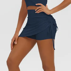 High waist ruched athletic skort, breathable fitness yoga skirt for running and gym workouts.