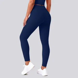 High waist seamless butt lift yoga pants detail view, showing excellent stretch and fit.