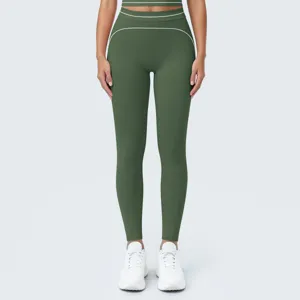 Mallas de yoga de talle alto con contraste para mujer transpirable fitness correr deporte