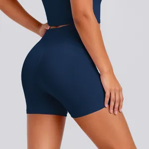 High-waisted sports yoga shorts, breathable stretch fitness workout athletic apparel for women.