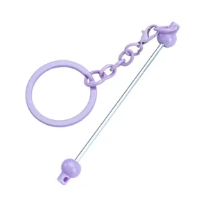 DIY purple beaded keychain bag charm cute candy color metal pendant accessory new