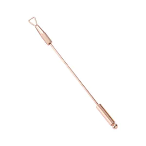 Stainless steel gel nail polish remover tool, double-ended cuticle pusher in rose gold color.