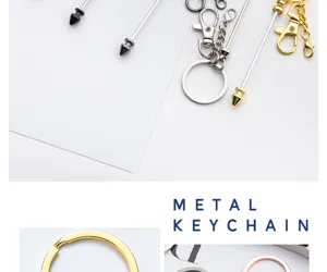 Accessoires de porte-clés en métal DIY, tiges à tête sphérique et mousquetons pour loisirs.