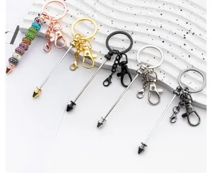 DIY créatif tête de balle perlé porte-clés en métal sac charme pendentif ensemble