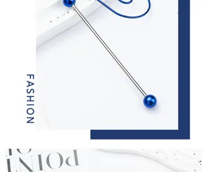 Christmas beaded metal hook detail showing the blue round ball ends and straight rod part.