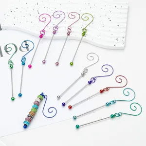 Christmas Tree Beaded Hook Pendant Metal Spiral Hanging Ornament DIY Craft Holiday Party Decoration Supplies