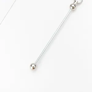 Christmas DIY metal beaded hook for tree decoration, silver ornament hanging accessory.