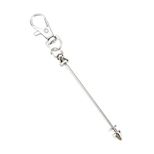 Silver metal DIY beaded keychain lobster clasp cone pendant bag hanging accessory