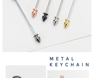 Metal spike screw keychain DIY components, stylish rivet charms accessory for crafts.