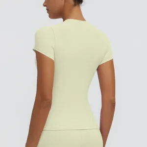 Women short sleeve sports top quick drying fitness yoga gym running athletic slim shirt