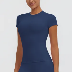 Women's short sleeve slim fit quick dry running fitness yoga t-shirt athletic sports top