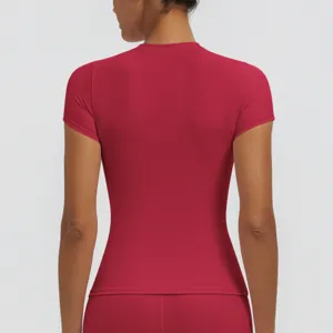Women slim fit short sleeve fitness t-shirt quick dry sports running top workout gym apparel