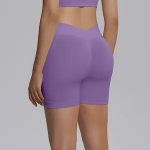 Seamless high waist V-waist peach lift yoga shorts for women fitness running sports apparel