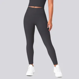 Close-up detail of high waist seamless yoga leggings featuring soft stretchy athletic fabric.