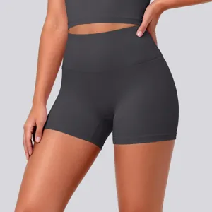 High waist yoga shorts for women, tight activewear running fitness gym apparel athletic pants.