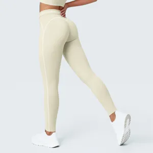 Pantalón de yoga de talle alto efecto desnudo para mujer, leggings deportivos.
