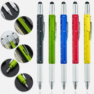 Multifunctionele Gereedschap Balpen Met Liniaal Schroevendraaier Touchscreen Stylus Kantoor School