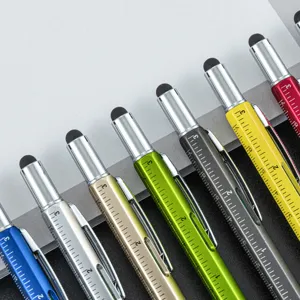 6-in-1 multifunctionele gereedschapsstift met liniaal, stylus tip en balpenfunctie