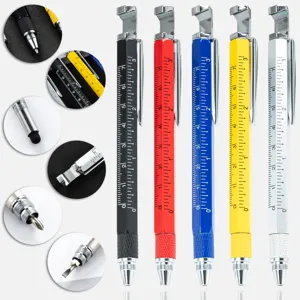 Multifunctional Tool Ballpoint Pen Metal Screwdriver Ruler Touch Screen Pen Office School Writing Instrument