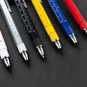 Multi-functional tool pen set with scale ruler spirit level screwdriver and touch stylus.