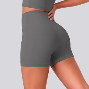 High waist high stretch breathable yoga shorts for women fitness running gym sportswear