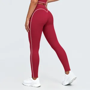 Mallas de yoga de talle alto con contraste para mujer, ropa deportiva transpirable fitness.