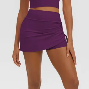 Women's high waist ruched fake two-piece yoga skort breathable athletic fitness running shorts