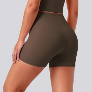 High waist tight yoga shorts, breathable athletic shorts for gym fitness and running.
