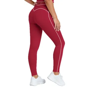 Mallas de yoga de talle alto con costuras en contraste para mujer fitness ropa deportiva
