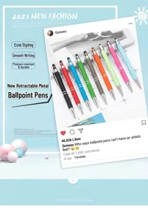Mehrfarbiger Metallkugelschreiber mit Touchscreen-Stift, Druckmechanik, glattes Schreiben Geschenk.