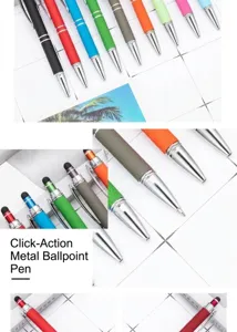 Bunte Metall Kugelschreiber mit Touchscreen Eingabestift fuer fluessiges Schreiben im Buerobereich.