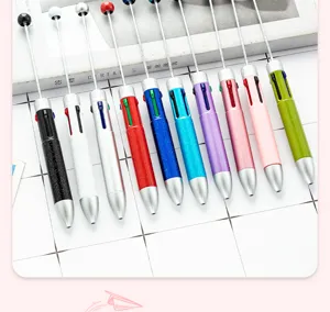 Bolígrafo multicolor DIY para cuentas con varilla metálica, bolígrafo retráctil de 4 colores.