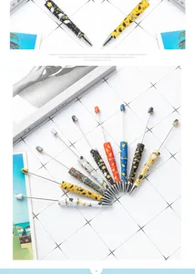 DIY Plastic Beadable Pen Graduation Season Multi-color Printed Ballpoint Student Stationery