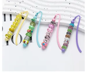 DIY Beaded Metal Bookmark Set Colorful Rhinestone Glass Beads Cute Bookmarks for Reading