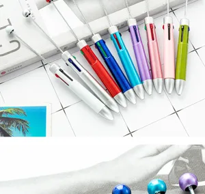 Bolígrafo de cuentas de 4 colores DIY con diseño push multicolor para creaciones artesanales.
